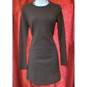 Vans Navy Beige Striped Long Sleeve Dress